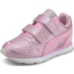 Sneakers larghezza E rosa numero 34 di pelle all over con glitter chiusura velcro per bambini Puma 