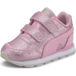 Sneakers larghezza E classiche rosa numero 23 di pelle con glitter chiusura velcro per bambini Puma 