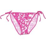 Bikini slip scontati rosa XXL taglie comode a fiori per Donna Punto blanco 