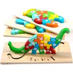 Puzzle sagomati di legno a tema dinosauri per bambini dinosauri senza bpa per età 5-7 anni 