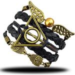 Bracciali neri artigianali con gufo per Donna Harry Potter 