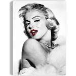 Quadri L&C ITALIA Marilyn Monroe Labbra Rosse 50 x 70 Quadro Moderno Soggiorno Camera da Letto Cucina Stampa su Tela da Parete Bianco Nero
