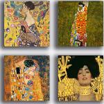 Poster moderni multicolore in legno di abete Gustav Klimt 