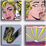 Quadri Pop art moderni multicolore in legno di abete Roy Lichtenstein 
