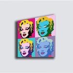 Quadri Pop art moderni multicolore in legno di abete a tema citazioni Marilyn Monroe 