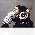 Declea Quadro Moderno DJ Monkey Banksy Pronto da A