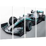 Quadro Moderno Fotografico Auto Formula 1, Mercedes F1 W10, Mercedes F1 2019, Lewis Hamilton, Valtteri Bottas, 131 x 62 cm, Ref. 27292