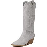 Stivali larghezza A eleganti grigi numero 36 di gomma con cerniera con tacco per Donna Queen Helena 
