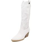 Stivali texani eleganti bianchi numero 40 di gomma con cerniera per Donna Queen Helena 