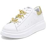 Sneakers larghezza E casual bianche numero 37 in similpelle con tacco da 3 cm a 5 cm platform per Donna Queen Helena 