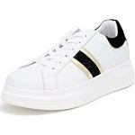 Sneakers larghezza E eleganti bianche numero 40 di gomma con stringhe con plantare estraibile platform per Donna Queen Helena 