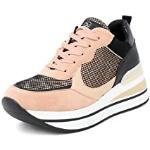 Sneakers larghezza E scontate eleganti rosa numero 38 di gomma con stringhe platform per Donna Queen Helena 