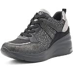 Sneakers larghezza E scontate casual nere numero 38 in similpelle platform per Donna Queen Helena 