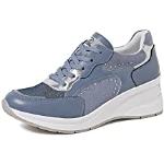 Sneakers larghezza E eleganti blu numero 36 di gomma con stringhe platform per Donna Queen Helena 