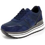 Sneakers larghezza E scontate casual blu numero 36 di gomma con tacco da 3 cm a 5 cm platform per Donna Queen Helena 