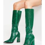 Stivali con cerniera larghezza E scontati verdi numero 36 in poliuretano con punta quadrata con cerniera per Donna Raid 