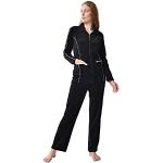 Vestiti ed accessori casual neri XL in ciniglia con strass oeko-tex sostenibili traspiranti lunghi da palestra per Donna 