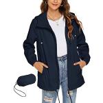 Rapbin Impermeabile da donna, impermeabile, leggero, giacca a vento, ripiegabile, con cappuccio, giacca da corsa all'aperto, Giacca Antipioggia Blu Navy, XL