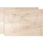 Cartine Mondo marroni di legno 