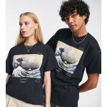 Reclaimed Vintage - T-shirt unisex nera con stampa di Hokusai su licenza-Nero