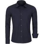 Camicie eleganti blu scuro S di cotone manica lunga con manica lunga per Uomo Redbridge 