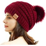 Cappelli invernali eleganti rossi di pile con perline per Donna 