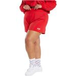 Shorts scontati rossi taglie comode di spugna maculati a vita alta per Donna Reebok Classic 