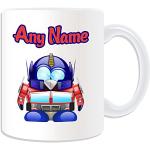 Regalo personalizzato – Optimus Prime tazza, motivo: pinguino personaggi del film, bianco) – qualsiasi nome/messaggio personalizzato – Costume Movie Superhero eroe Transformers Autobot robot Alien