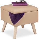 Pouf beige in similpelle con contenitore in ecopelle Relaxdays 
