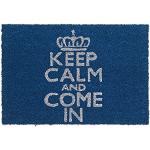 Zerbini design scontati azzurri in fibra di cocco Relaxdays Meme Keep calm and carry on 