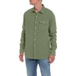 Camicie scontate verdi S di lino con manica lunga per Uomo Replay 