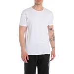 Replay T-shirt da uomo a maniche corte con girocollo, bianca (Optical White 001), M