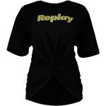 Magliette & T-shirt scontate nere di cotone mezza manica con manica corta per Donna Replay 