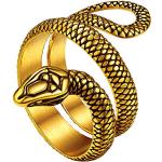 Anelli dorati in acciaio personalizzati con serpente per Uomo 
