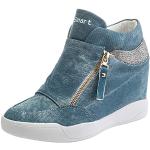 Sneakers larghezza E eleganti blu scuro numero 34 di gomma con cerniera antiscivolo con cerniera per Donna Rismart 
