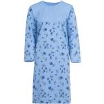 Romesa - Camicia da notte da donna lunga termica, con stampa e ricamo, Azzurro, XXL