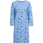 Romesa - Camicia da notte da donna lunga termica, con stampa e ricamo, Azzurro, L