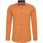 Rusty Neal Camicia da uomo di alta qualità, slim fit, a maniche lunghe, elasticizzata, a contrasto, per il tempo libero, Colore: arancione., M