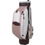 Sacca da golf imperiale in vera pelle tricolore bianca, viola e rosa