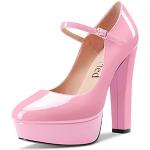 Sandali eleganti rosa numero 35 di gomma chiusura velcro antiscivolo con tacco per Donna 