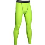 SaiDeng Uomo Fitness Pantaloni Elastico Tights Compressione Quick Dry Correre Leggings Verde M