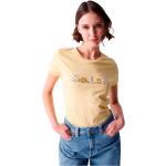 Magliette & T-shirt scontate gialle M di cotone tinta unita con glitter mezza manica con scollo rotondo per Donna Salsa Jeans 