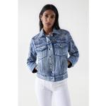 Giacche jeans scontate blu M di cotone con glitter manica lunga per Donna Salsa Jeans 