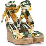 Sandali larghezza A verdi numero 37 a fiori con punta aperta con zeppa per Donna Dolce&Gabbana Dolce 