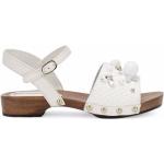 Sandali larghezza E scontati bianchi numero 36 in pelle di vitello con pon pon con punta aperta con cinturino per Donna Dolce&Gabbana Dolce 