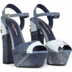 Sandali larghezza E blu numero 37 di pelle patchwork con punta aperta con cinturino per Donna Dolce&Gabbana Dolce 