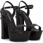 Sandali larghezza E neri numero 37 in pelle di vitello con punta aperta con cinturino per Donna Dolce&Gabbana Dolce 