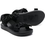 Sandali gioiello larghezza A neri numero 37 in poliuretano con strass con punta aperta chiusura velcro per Donna Monnalisa 