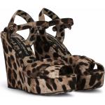 Sandali larghezza A scontati marroni numero 36 di pelle leopardati con punta aperta con zeppa per Donna Dolce&Gabbana Dolce 