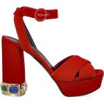 Sandali gioiello rossi numero 37,5 in tessuto tinta unita con strass con fibbie per Donna Casadei 